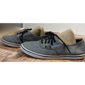 Vans Gray Polka Dot Lace-Up Sneakers Womens Size 8.5 Casual Canvas Shoes